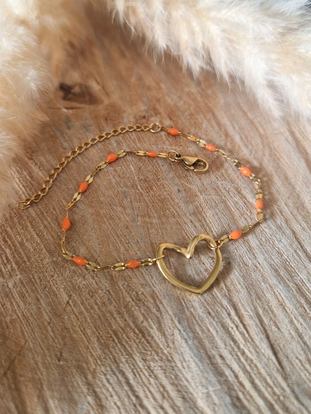 Bracelet "Coeur" - Modèle doré et orange