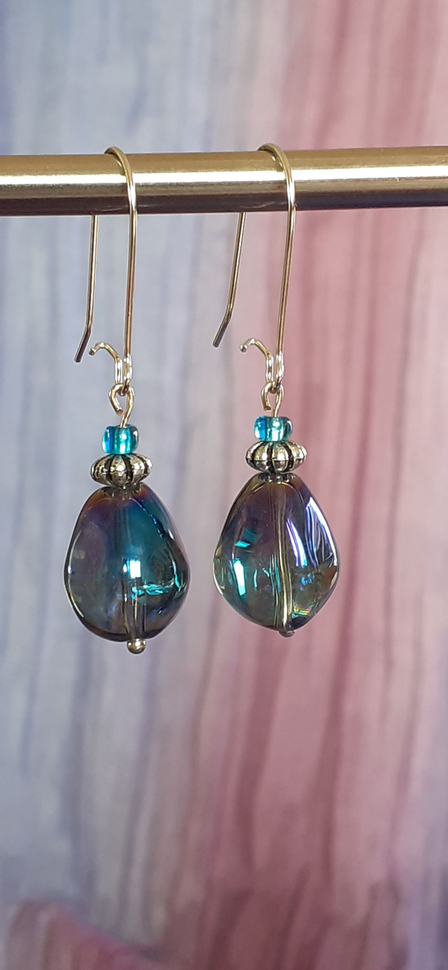 Gewoon Boucles d'oreilles goutte bleu métallisé