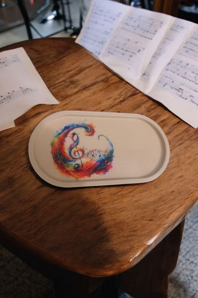 Petit plateau stickers notes de musique artisanal