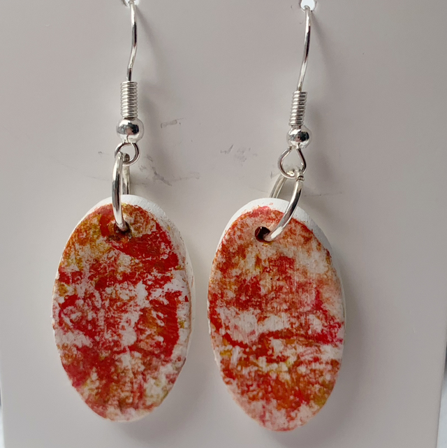 Hand Painted Air Dry Clay Earrings 
