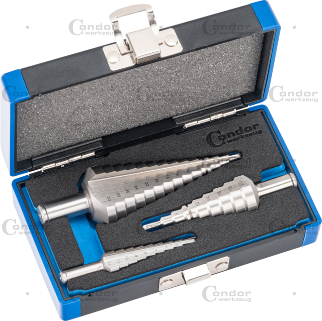 Stufenbohrer-Satz, 3-tlg., HSS-E Cobalt 5%, 4-12 / 4-20 / 4-30 mm