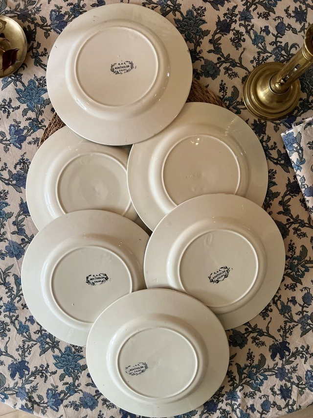 MONTHOLON - Suite de 6 assiettes plates manufacture des Salins - Terre de Fer