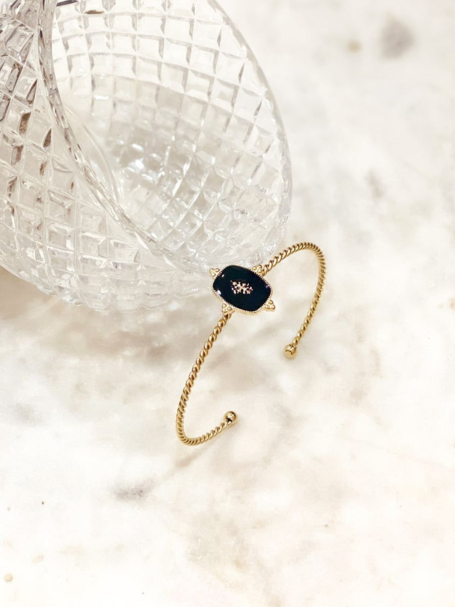 Bracelet Jonc doré torsadé, Epoxy noir