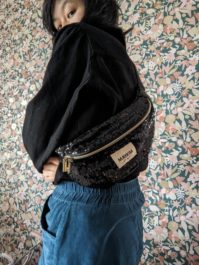 Sac banane sequins noirs