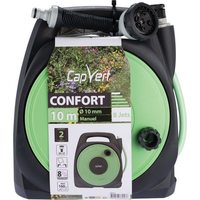 Dévidoir de tuyau d'arrosage portable équipé Capvert - Longueur 10 m