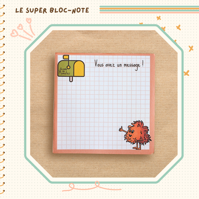 Bloc-notes illustré message boite aux lettres. 