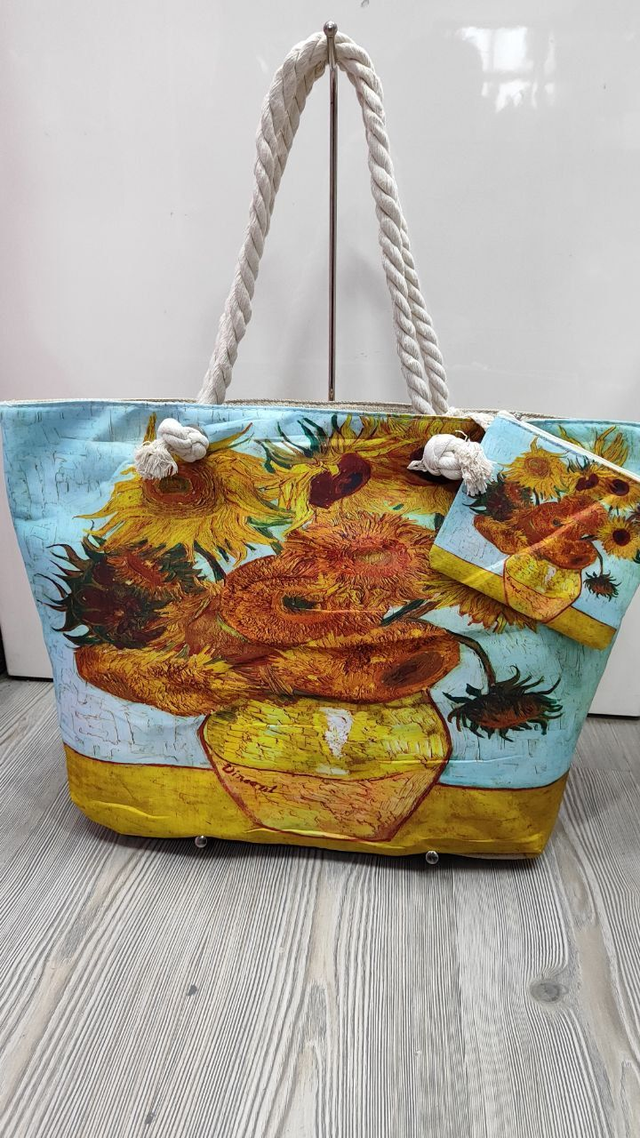 Borsa Girasoli di Vincent Van Gogh in tela con manici in corda