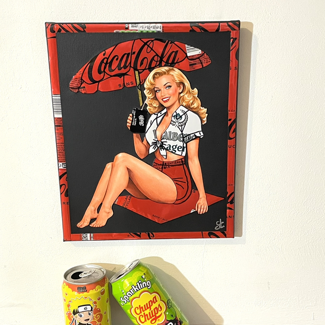 Tableau pin-up 24x30 cm châssis toile , noir 