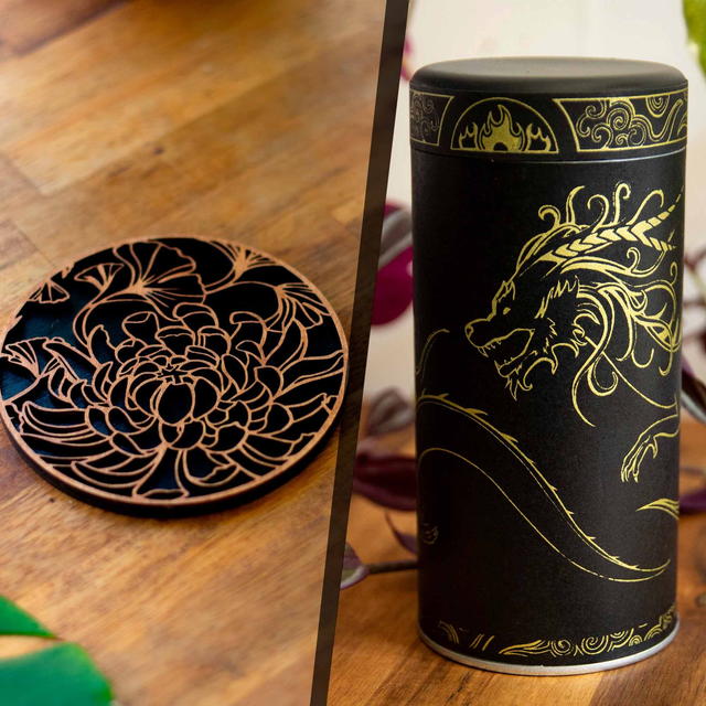 Pack complet dragon - Tasse, sous tasse + boîte à thé