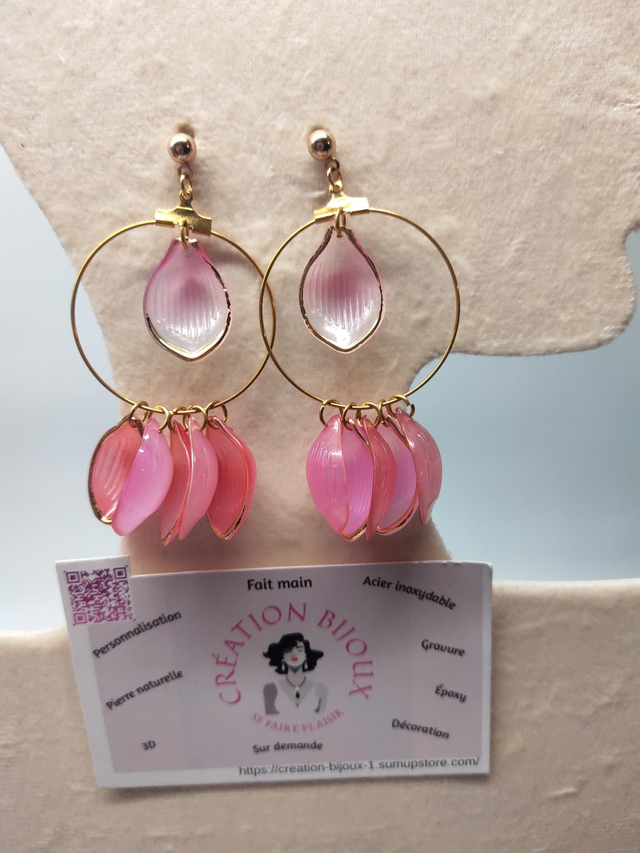 Boucle d'oreille créole pétales 