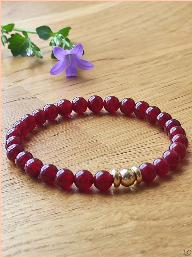 Bracelet 6mm - Agate rouge 