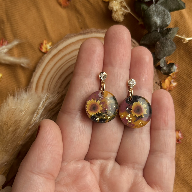Autumn Sunflower Cubic Zirconia Studs