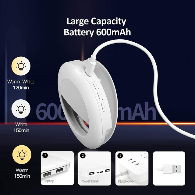 Selfie Ring Light Phone Clip On for iPhone Laptop Camera 3 color 60 LED Circle