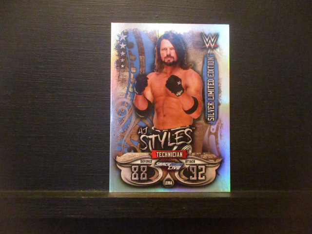 AJ Styles - Slam Attax Live Silver Limited Edition Original Trading Card #LEMA