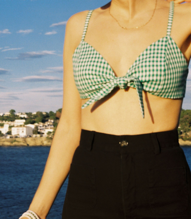 Top Amanda noué vichy vert 