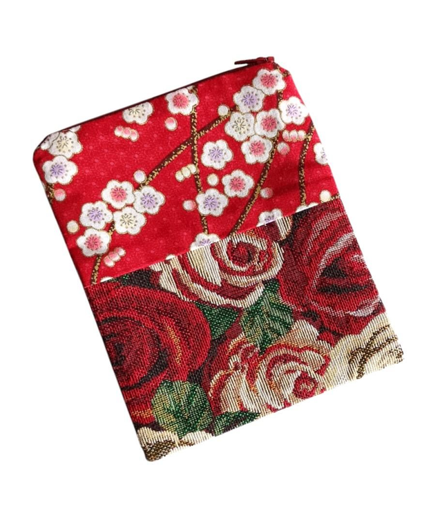 Pochette zippée mélange de tapisserie et tissu Japonais 