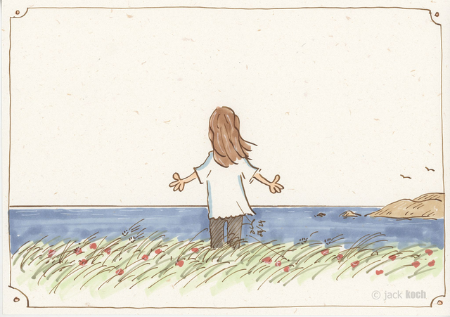 VENDU - "Loin" -  Dessin format A4 sur papier - cadre 32x42 - frais de port compris pour la France