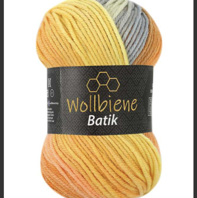 Wollbiene Batik Fine gris orange jaune fil 🧶 dégradée 100gr