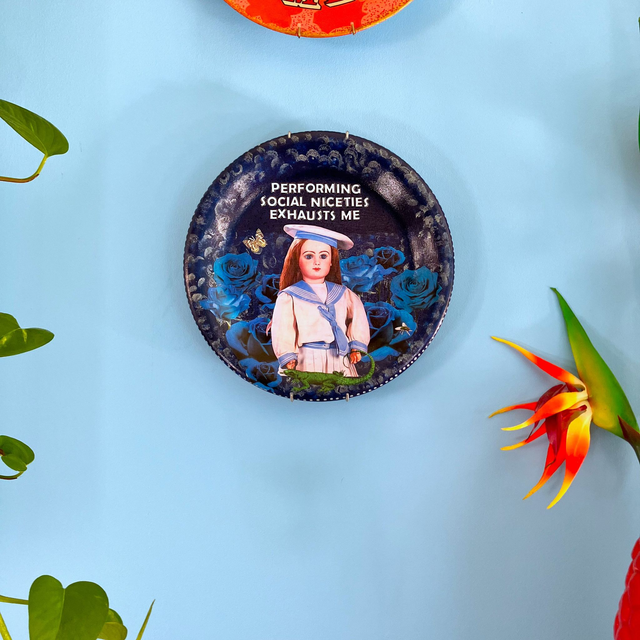 "Performing Social Niceties Exhausts Me" Midnight Blue Art Plate - House of Frisson