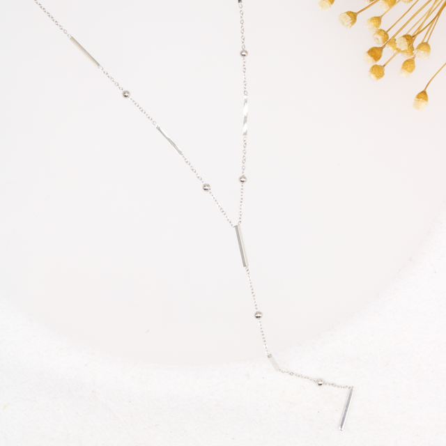 Collier Y barre et perle 