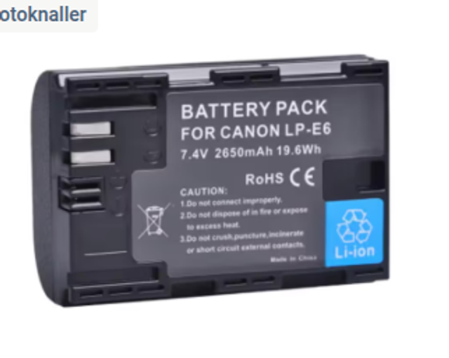 LP-E6 Batterij voor Canon camera&#039;s 2650 mAh