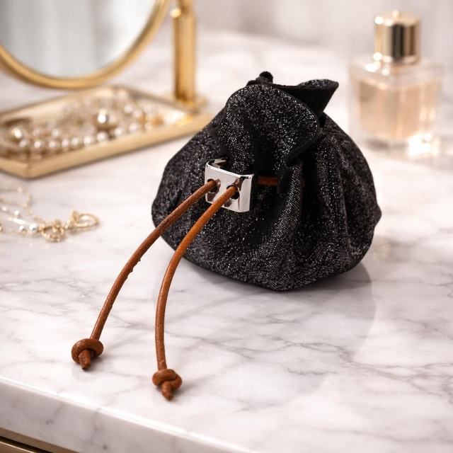 ✨️ PROMO ✨️ Petite bourse en cuir - Noir pailleté 