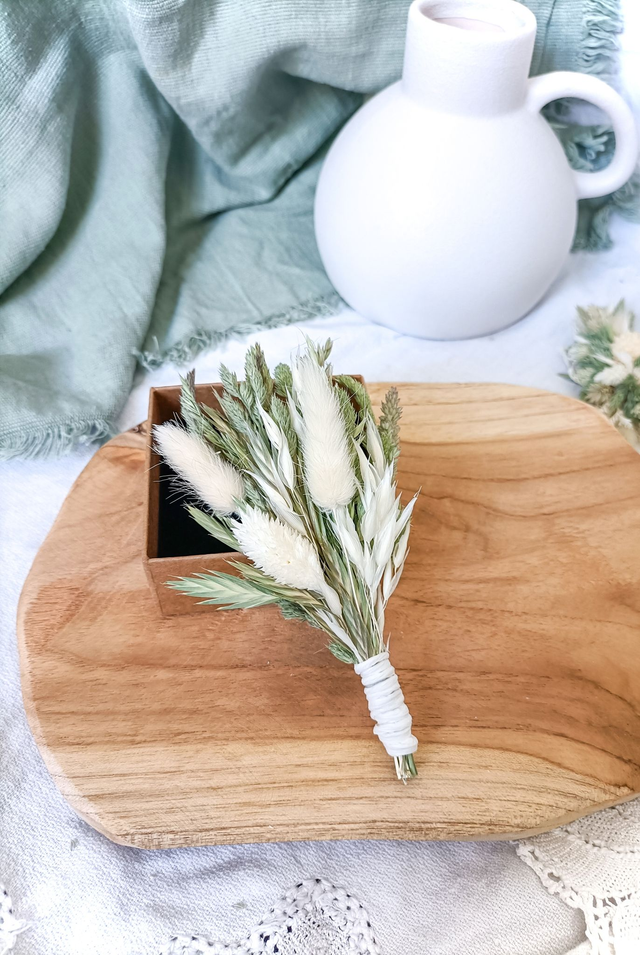 Boutonnière Sauge et Coton