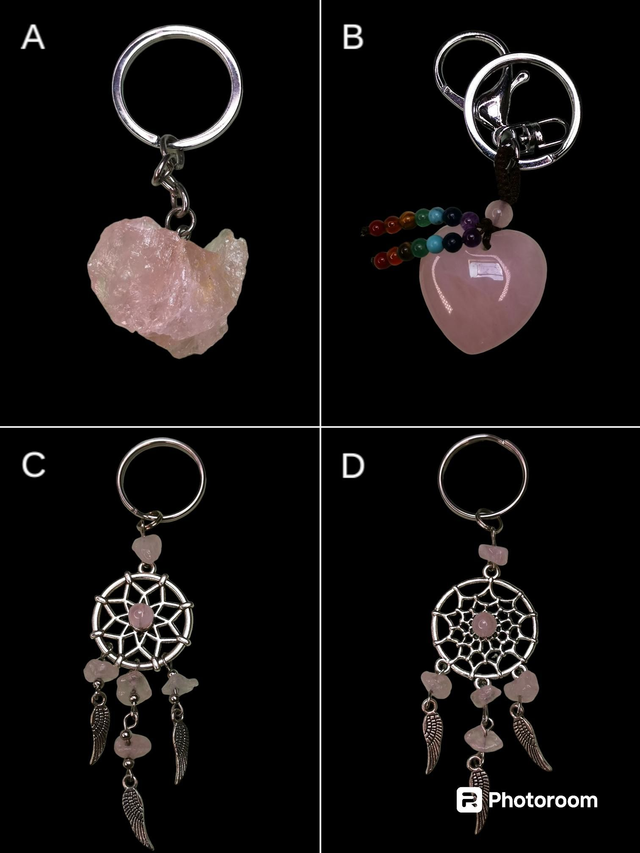 Porte clé quartz rose 