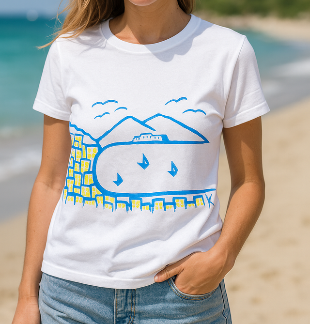 Maglietta "Profilo di Napoli" dipinta a mano dai ragazzi di Nisida