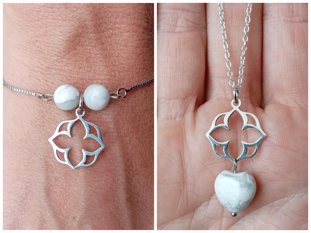 Howlite Necklace and Bracelet Set