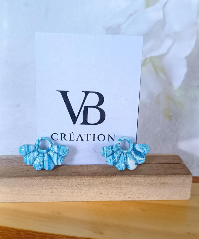 Pampilles grand modèle marbrées bleues et blanches 