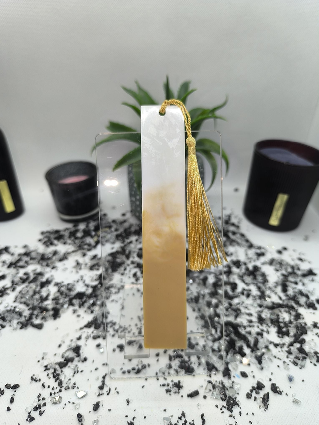 Marque page bicolore blanc et beige 