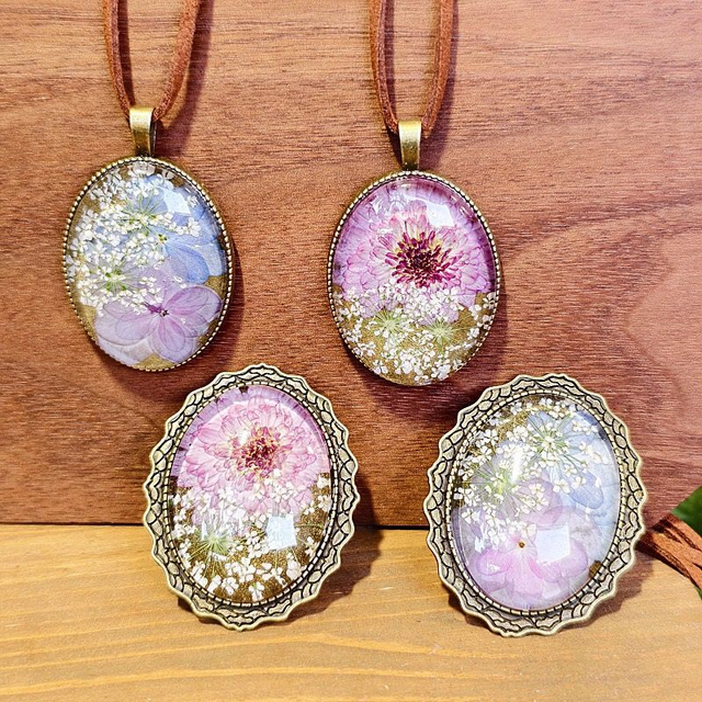 Botanical Bloom Pendant & Brooch Set