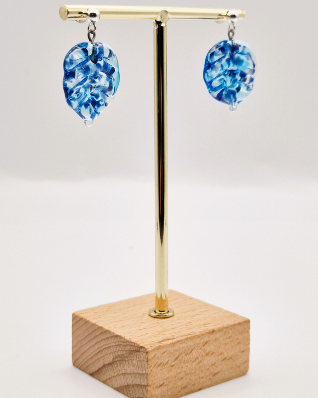 Clous Feuilles bleues et aventurine bleu brillante (D)