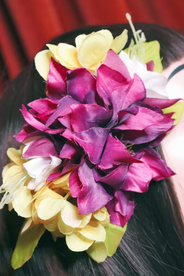 Hair flowers • L • Purple & yellow