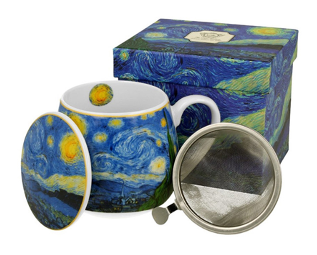 Taza starry, porcelana 0,40 l. filtro y tapa, en caja de regalo.*454