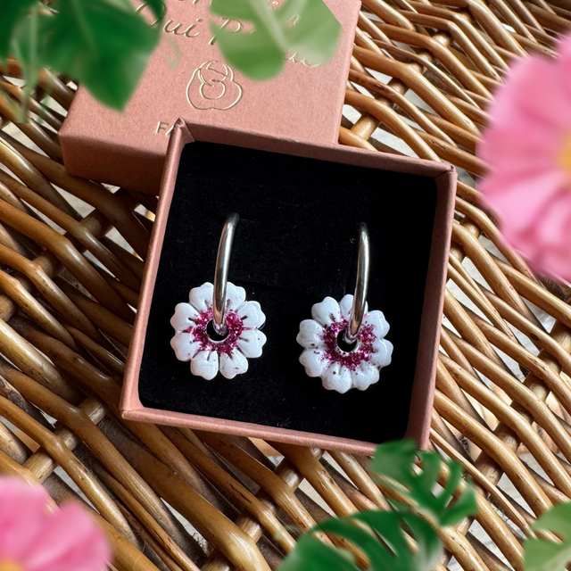 Cléolies blanches et roses pailletées 