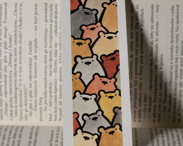 MISIE zakładka do książki, ręcznie malowana akwarela