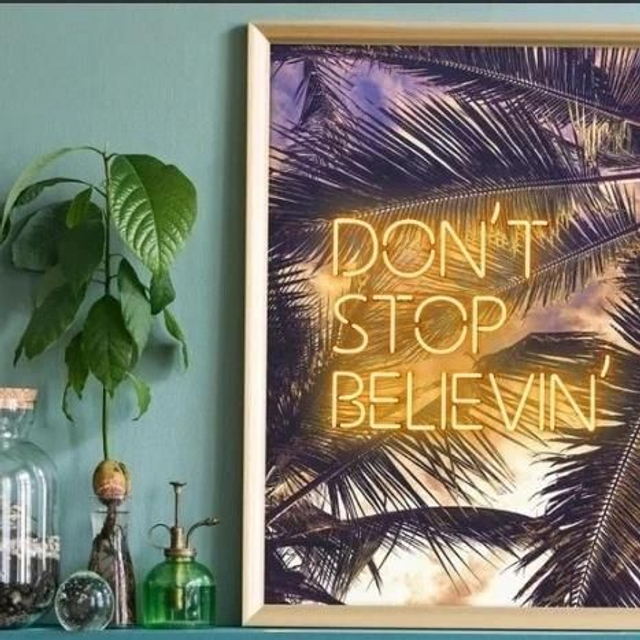 Dont Stop Believing Lyrics Neon Tropical Print