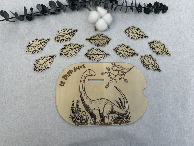 Plaque d&#039;activité compatible avec les bac IKEA Trofast - Thème dinausore