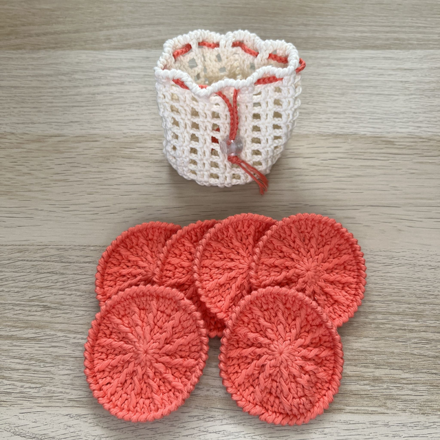 6 Cotons nettoyant/démaquillant et son filet de lavage