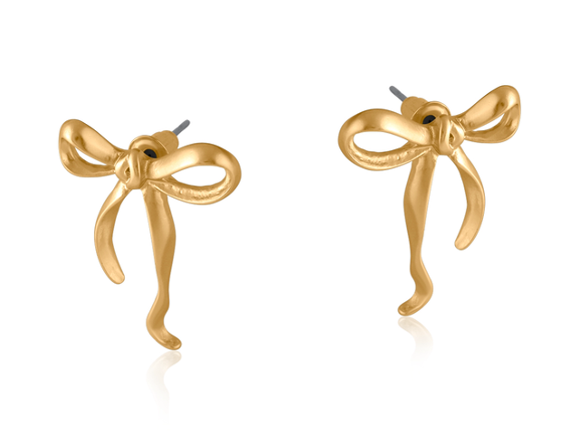 Matte Gold Bow Earrings 