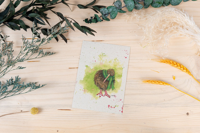 Graspapierkarte - Kuschliger Kiwi