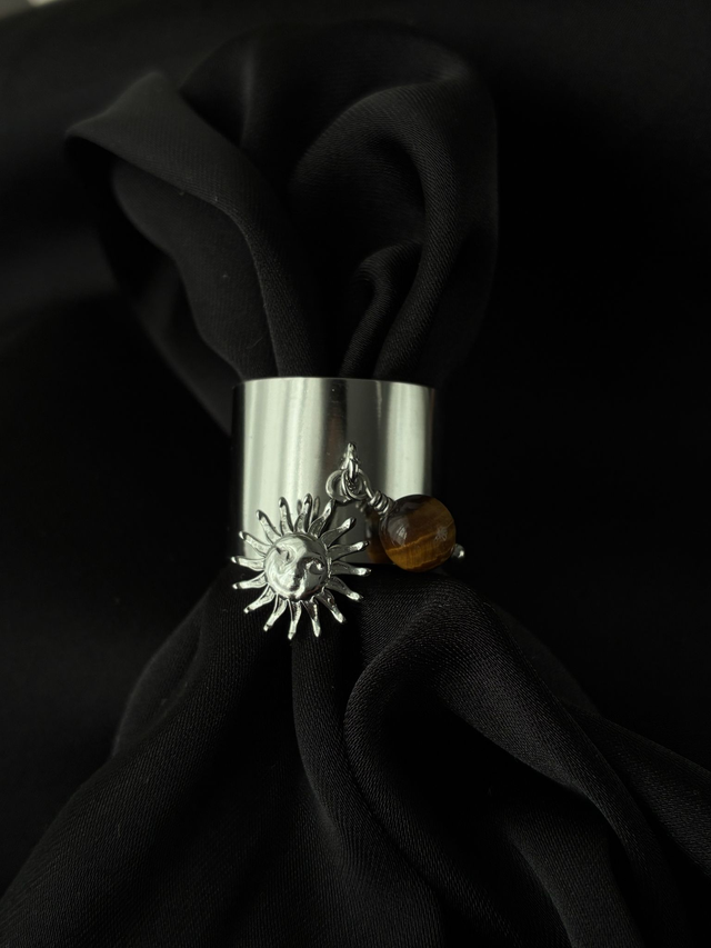 Bague réglable Soleil de Tigre Argenté