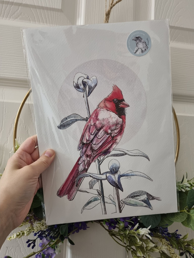 CLEARANCE - Old Paper Stock (textured) - "Northern Cardinal" - A4 size