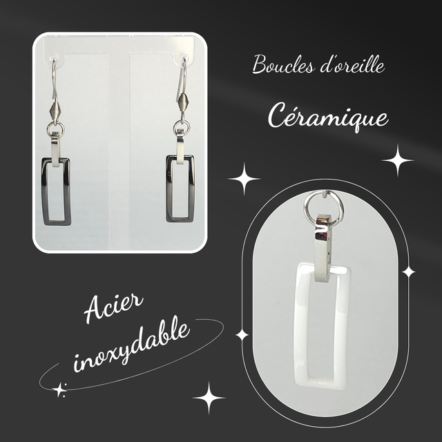 Boucles d&#039;oreilles CERAMIQUE - Rectangle