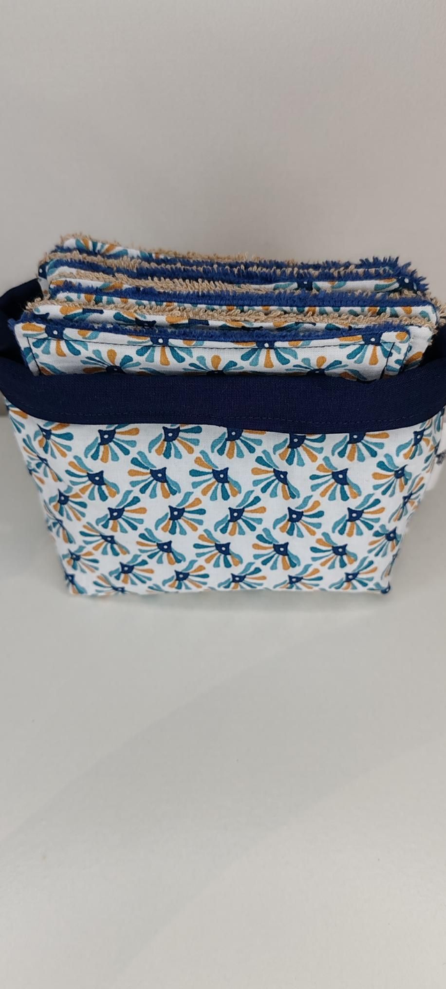 Lingettes lavables Éventail fond bleu