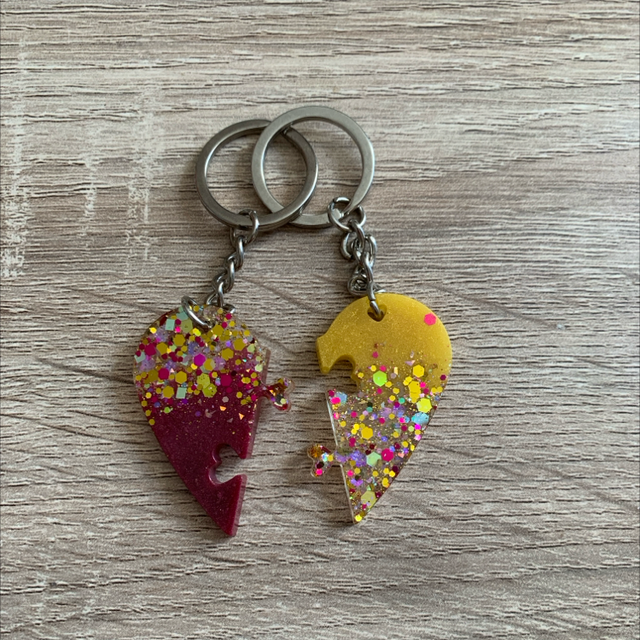 Porte-clés duo cœur