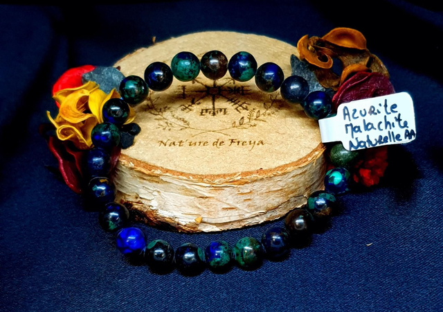 Bracelet Azurite malachite naturelle AA