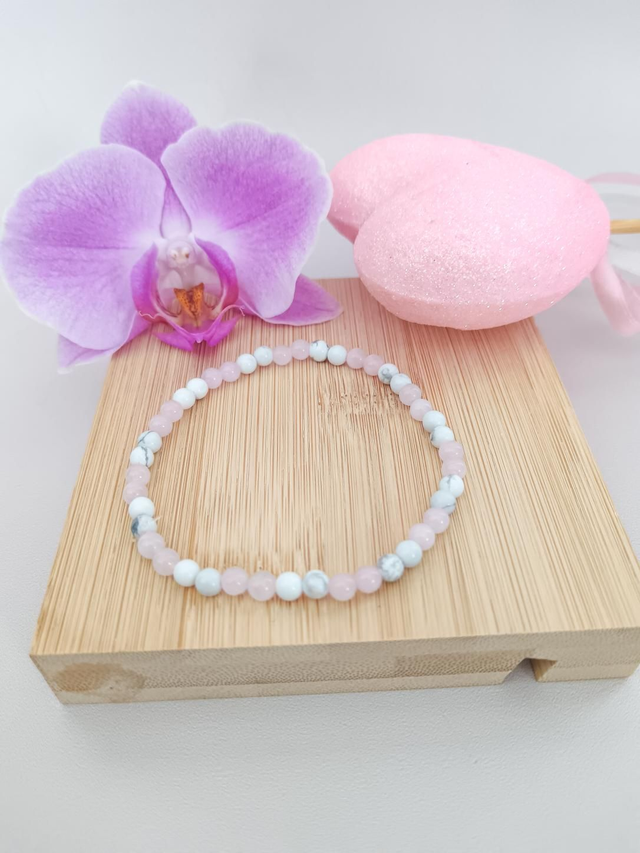 Bracelet quartz rose et Howlite 
